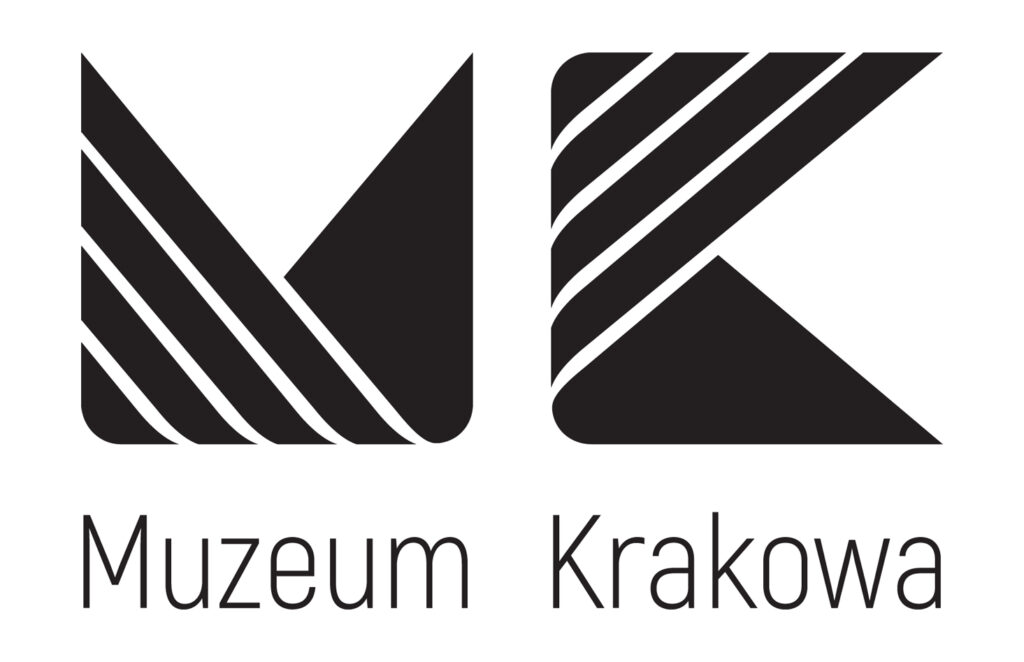 Czarne logo Muzeum Krakowa na białym tle