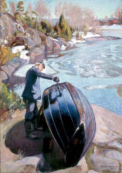 Pekka Halonen (1865–1933, Finlandia)
Smołowanie łodzi II, 1908