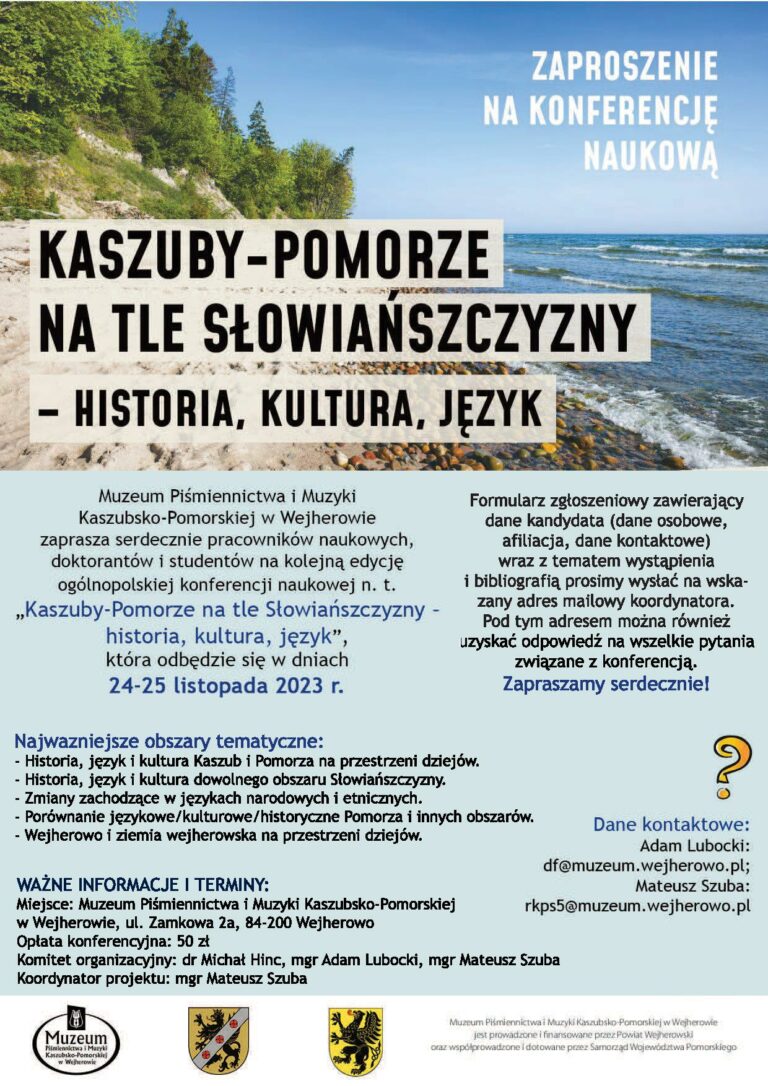 Zaproszenie do udziału w konferencji naukowej „Kaszuby-Pomorze na tle Słowiańszczyzny – historia, kultura, język”