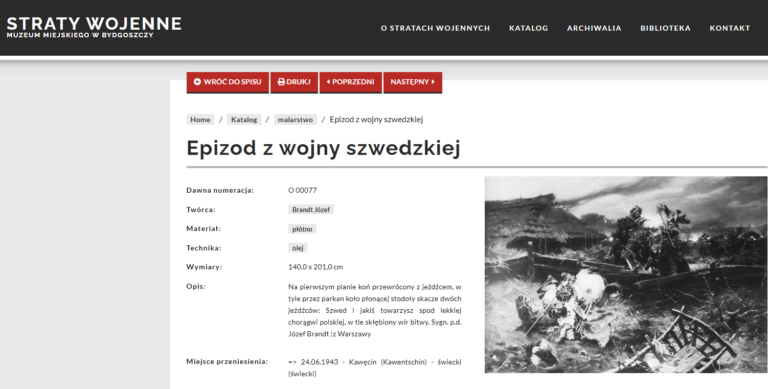 O stratach wojennych Muzeum w Bydgoszczy