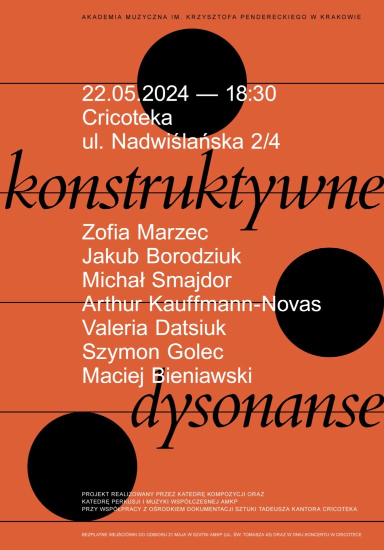 Konstruktywne dysonanse – koncert dyplomowy studentów kompozycji Akademii Muzycznej w Krakowie