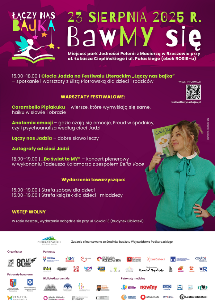 Grafika promująca finał Festiwalu Literackiego Łączy nas bajka