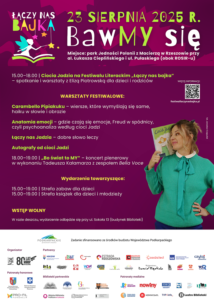 Grafika promująca finał Festiwalu Literackiego Łączy nas bajka