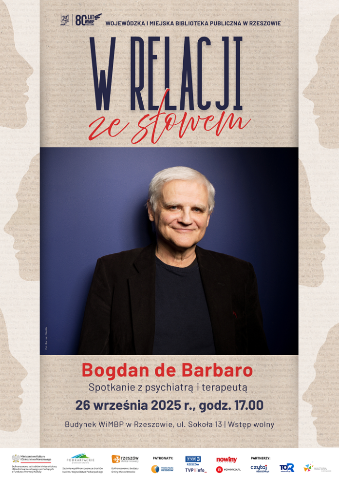 Grafika promująca spotkanie z Bogdanem de Barbaro