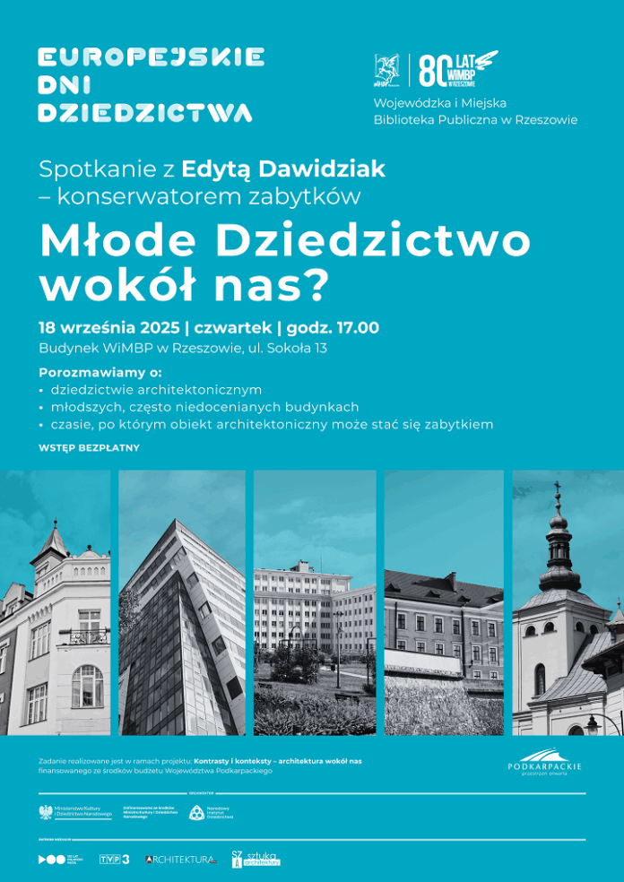 Grafika promująca prelekcję Młode Dziedzictwo wokół nas