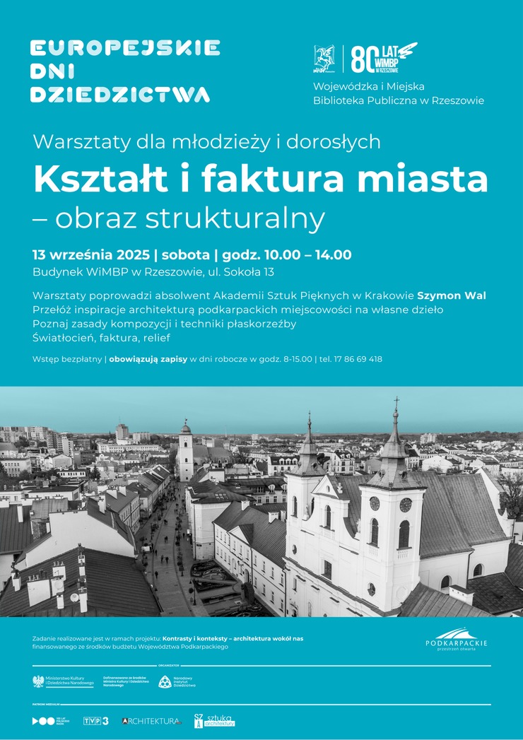 Grafika promująca warsztaty Kształt i faktura miasta