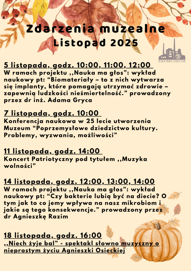 Zdarzenia Listopad 2025- Muzeum Przyrody i Techniki w Starachowicach