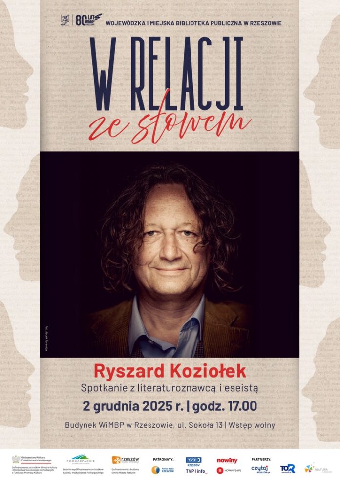 Grafika promująca spotkanie z Ryszardem Koziołkiem