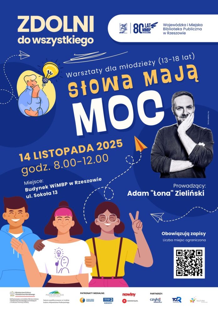 Grafika promująca warsztaty słowa mają moc