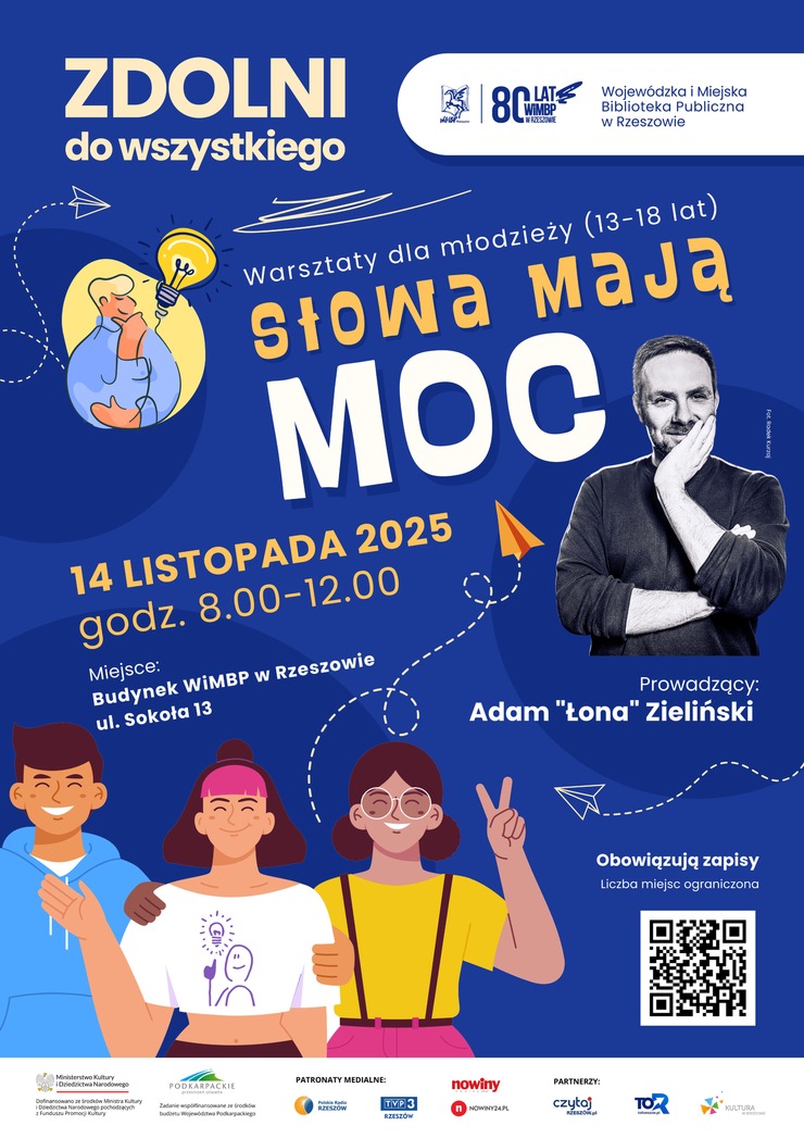 Grafika promująca warsztaty słowa mają moc