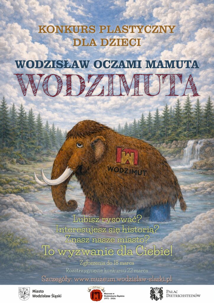 plakat z mamutem stojącym w wodzie