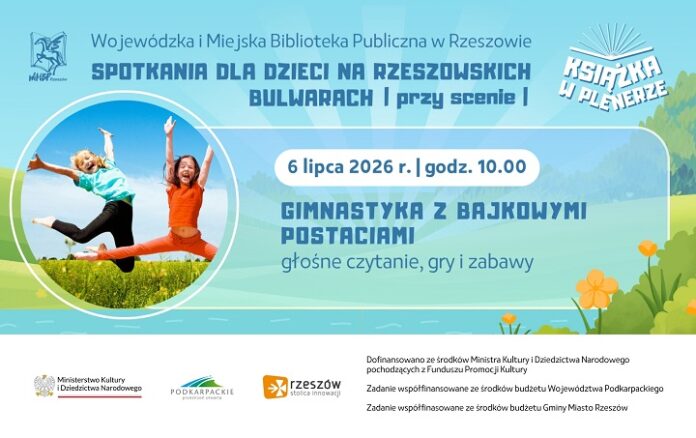 Grafika promująca spotkanie dla dzieci Gimnastyka z bajkowymi postaciami 2