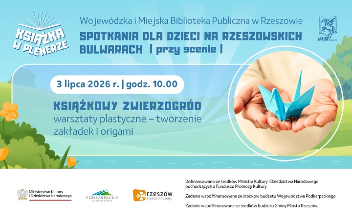Grafika promująca spotkanie dla dzieci Książkowy zwierzogród