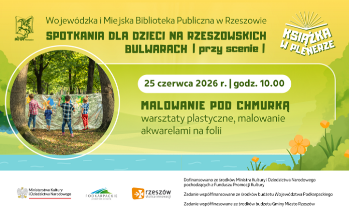Grafika promująca spotkanie dla dzieci Malowanie pod chmurką