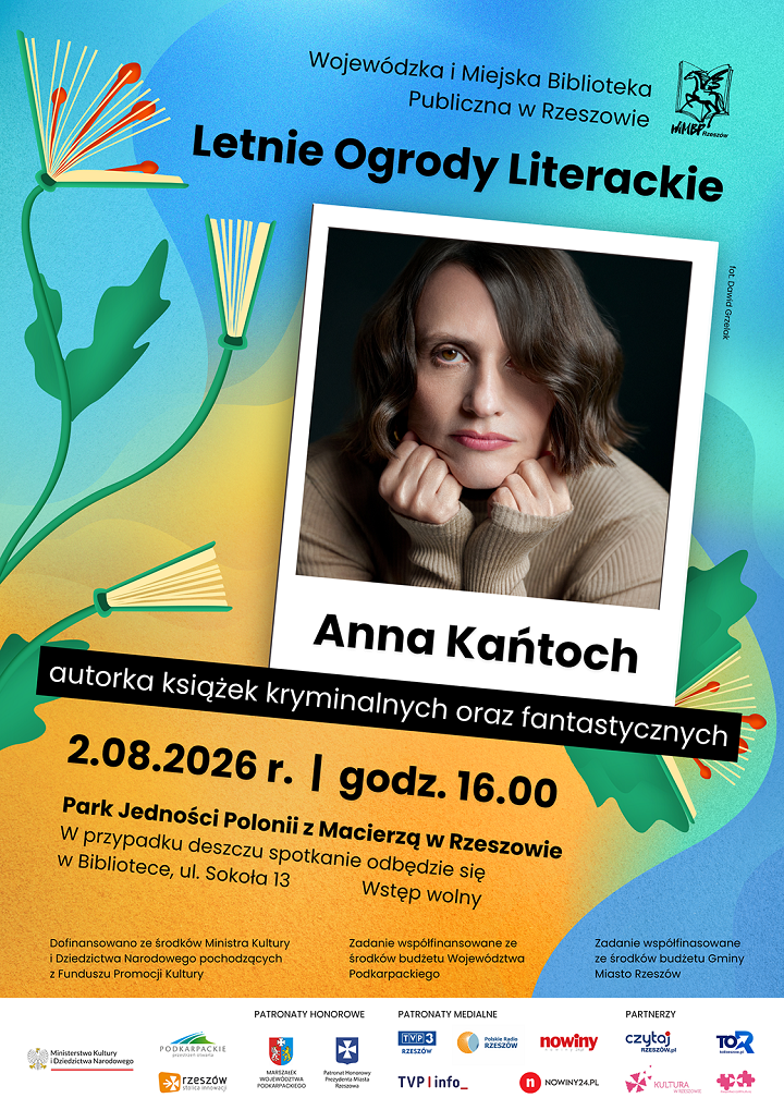 Grafika promująca spotkanie z Anną Kańtoch