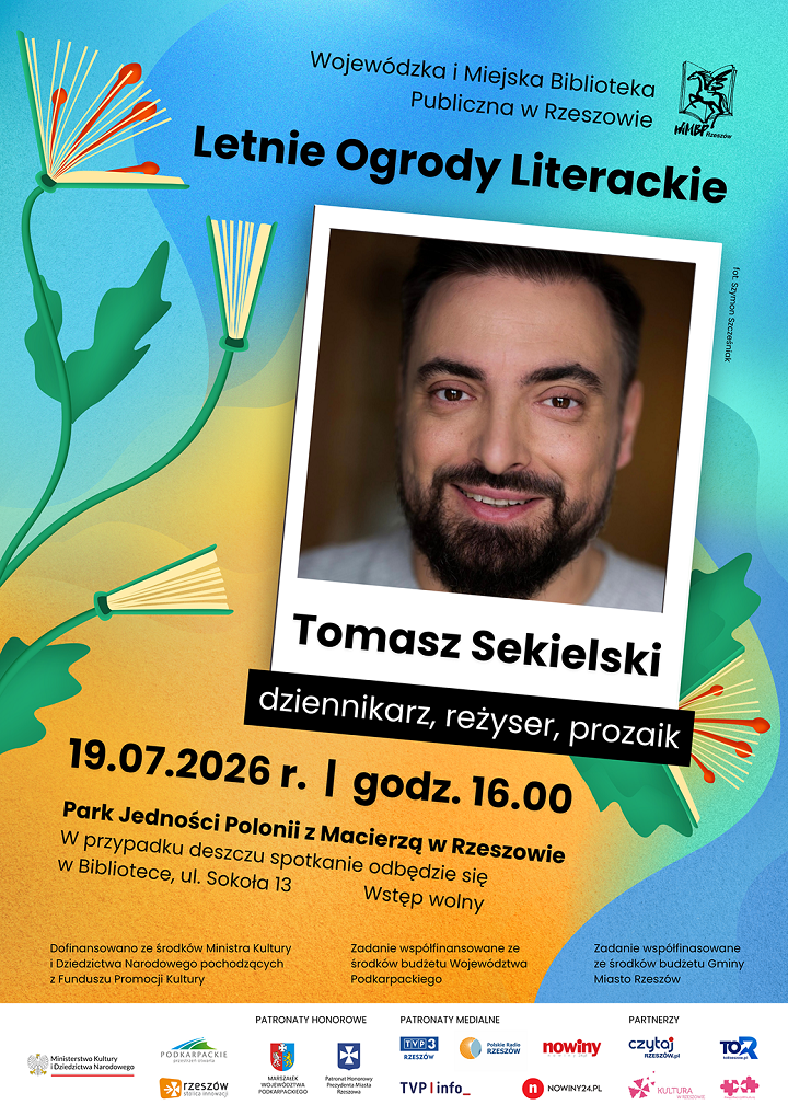 Grafika promująca spotkanie z Tomaszem Sekielskim
