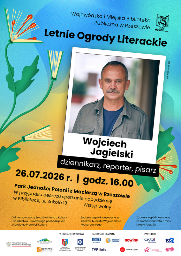 Grafika promująca spotkanie z Wojciechem Jagielskim