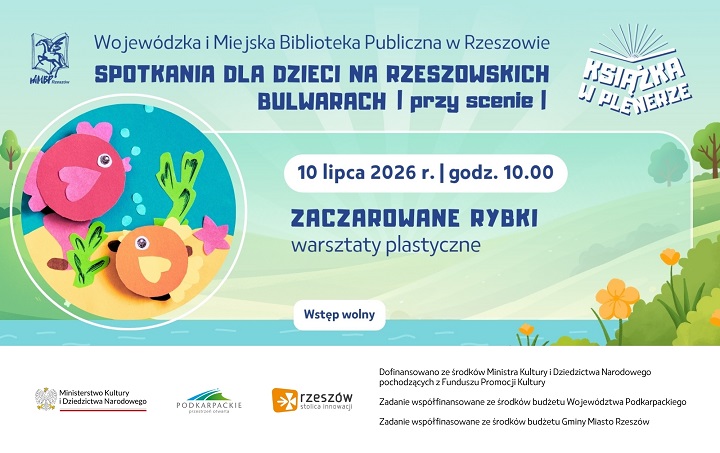 Grafika promująca warsztaty dla dzieci Zaczarowane rybki