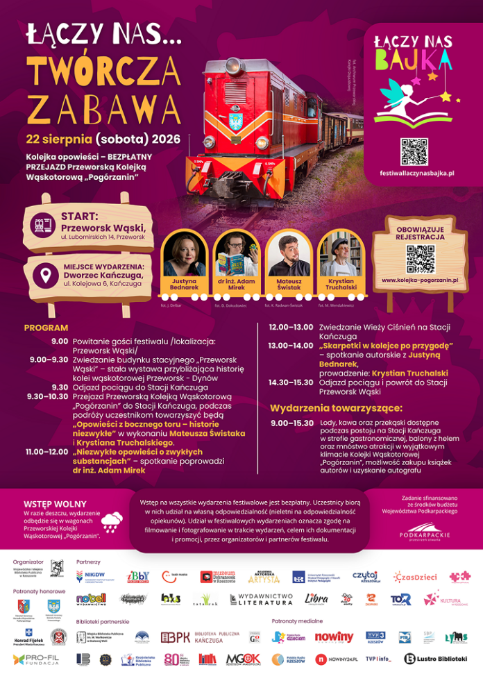 Grafika promująca przejazd kolejką Łączy nas... twórcza zabawa