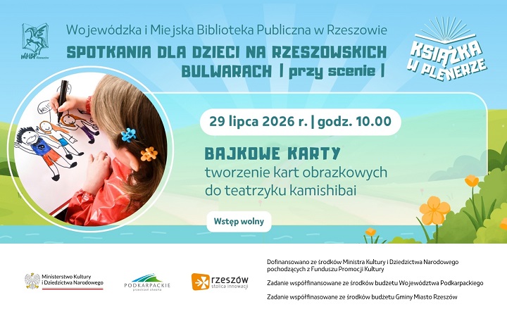 Grafika promująca spotkanie dla dzieci Bajkowe Karty