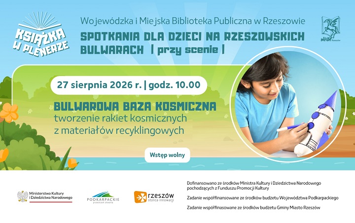 Grafika promująca spotkanie dla dzieci Bulwarowa baza kosmiczna