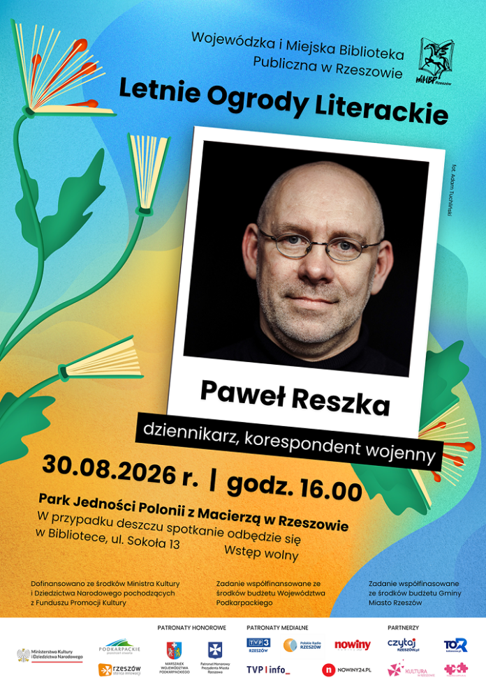 Grafika promująca spotkanie z Pawłem Reszką