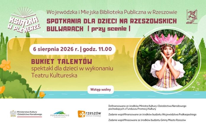 Grafika promująca spektakl dla dzieci Bukiet talentów