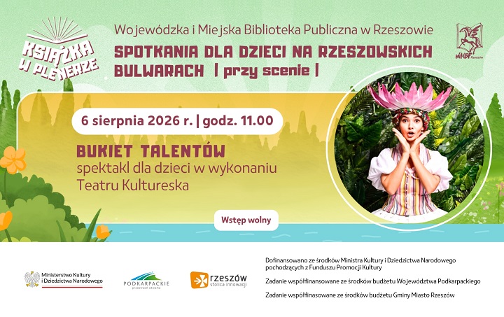 Grafika promująca spektakl dla dzieci Bukiet talentów