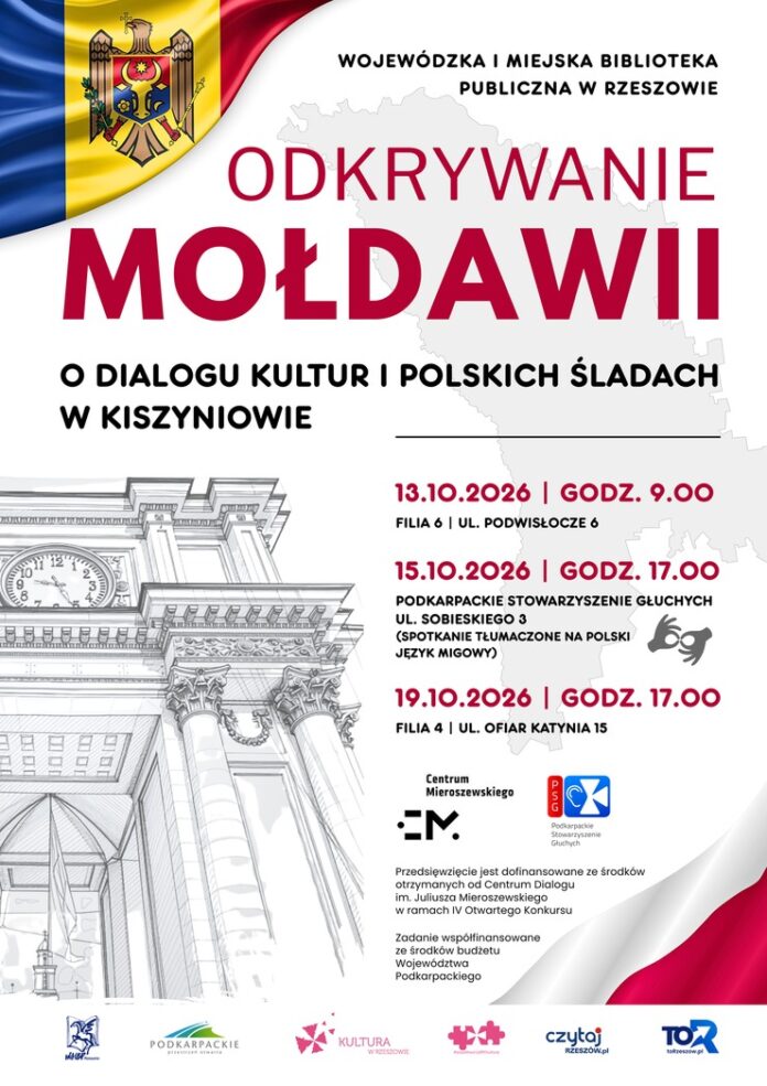 Grafika promująca spotkania Odkrywanie Mołdawii