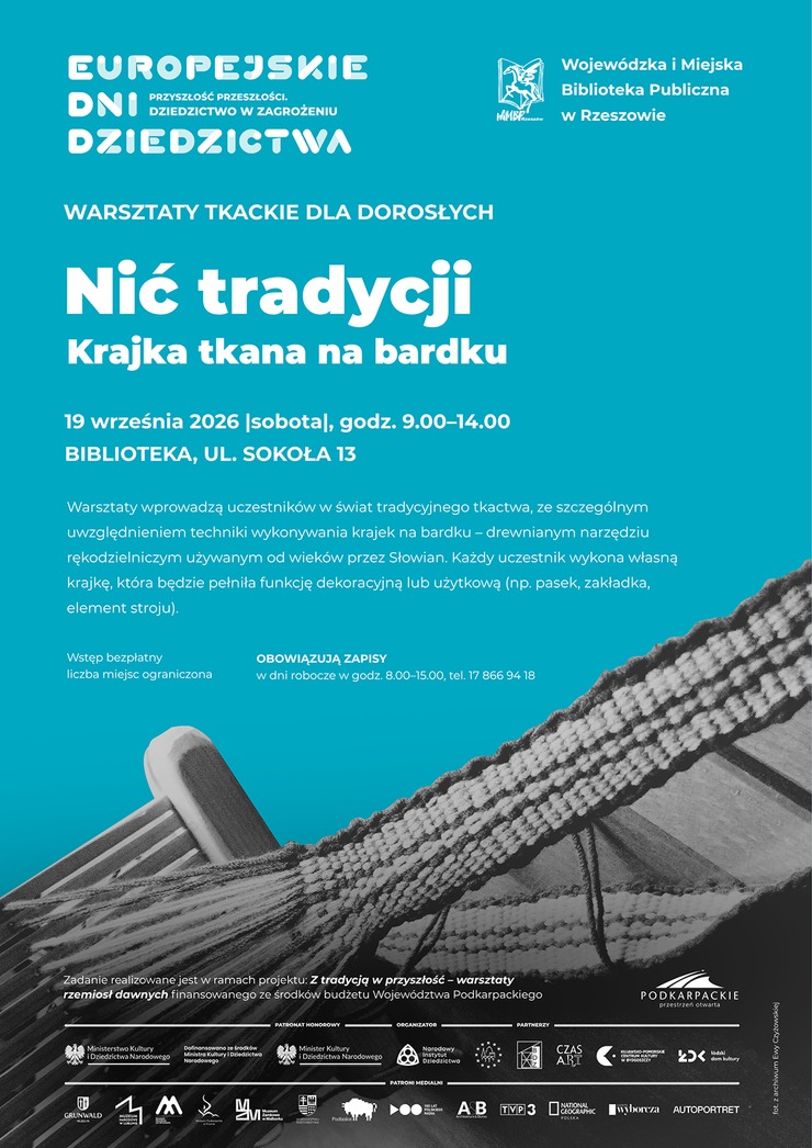 Grafika promująca warsztaty Nić tradycji